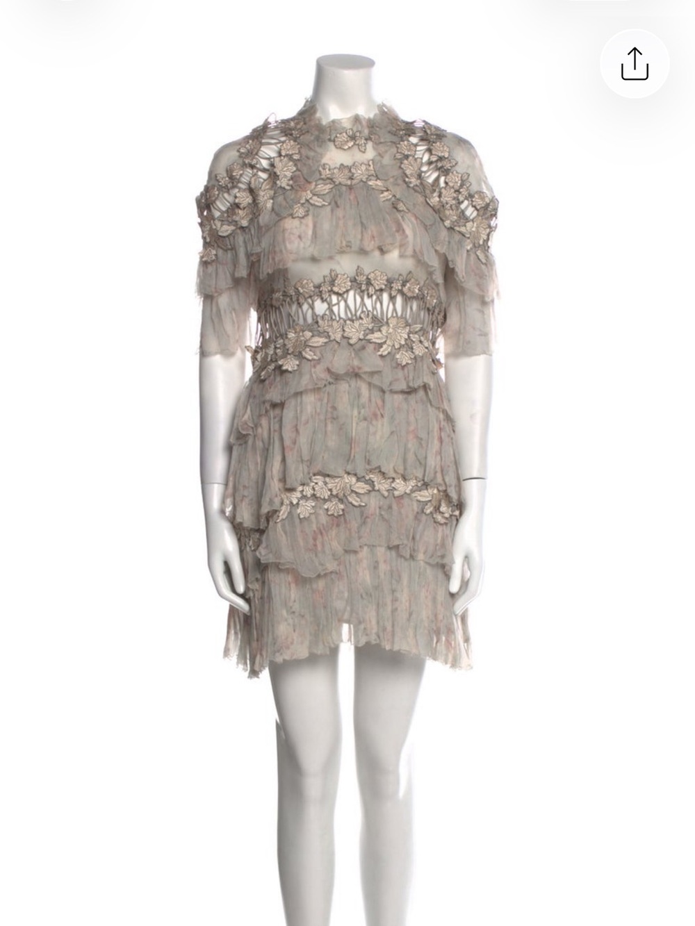 Zimmermann pastel blush-cream floral tiered mini dress